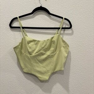 Forever 21 Lime Green Corset Crop Top Womens XL Bustier Tank Y2K
